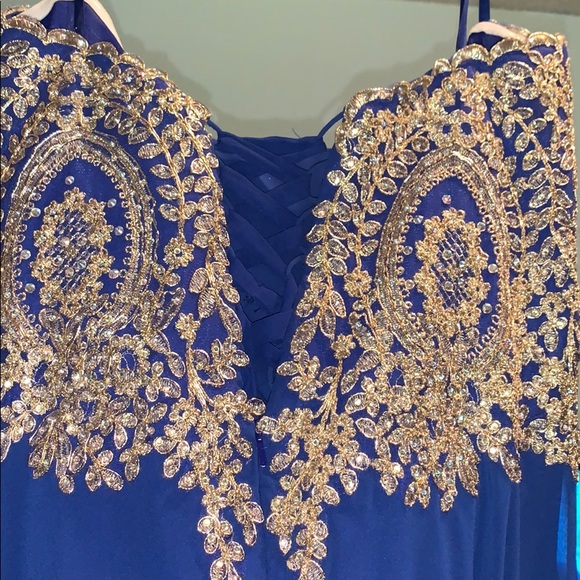Plus size Royal Blue & Gold Prom Dress‼️ - Picture 5 of 5